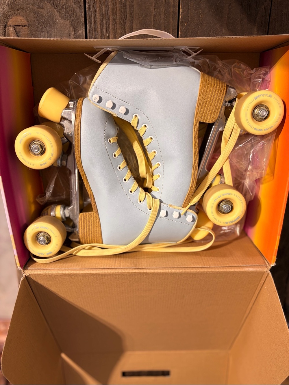 Impala Retro Women's Roller Skates in Light Blue and Yellow Size 5